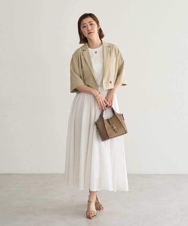 YECCA VECCA ハーフスリーブクロップドジャケット Gray Beige
