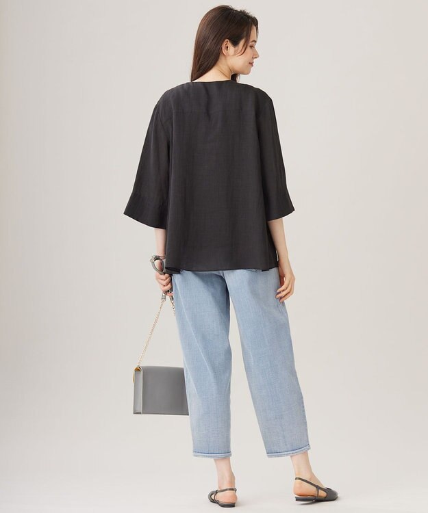 自由区 L 【カタログ掲載・接触冷感・洗える】ラミーローンプルオーバー ブラウス ブラック