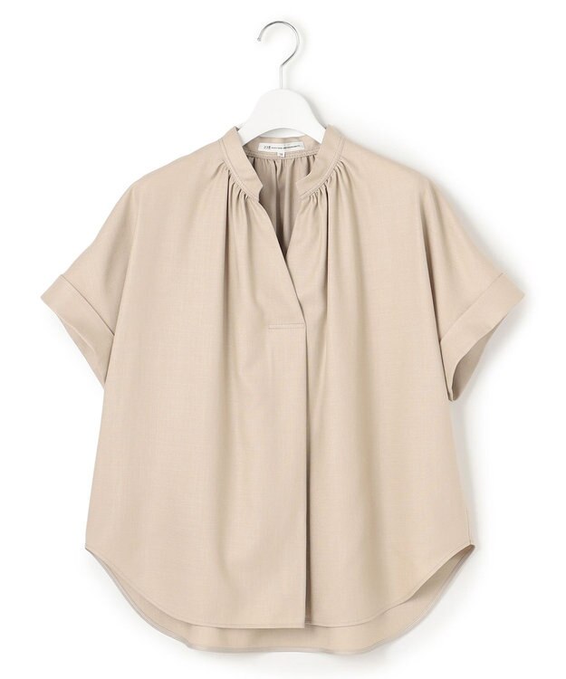 23区 【接触冷感/UVカット】ドライスラブストレッチ スキッパー ブラウス ベージュ系