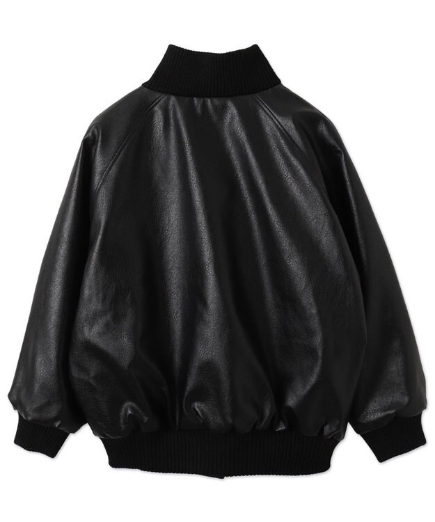 WEGO ヴィンテージライクFレザーRVブルゾン ブラック