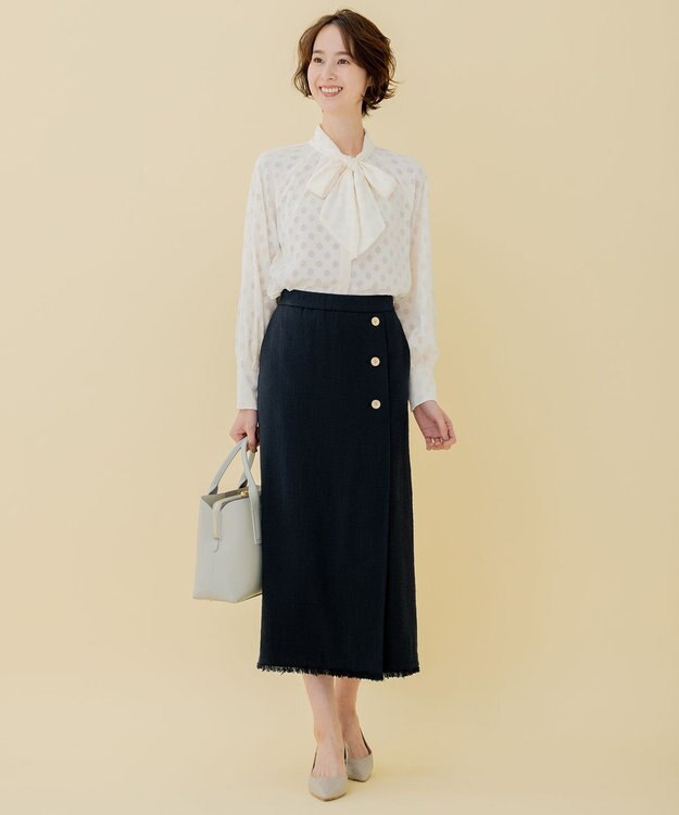 自由区 L 【セット可】ラミーブッチャー ストレートシルエットスカート ネイビー系