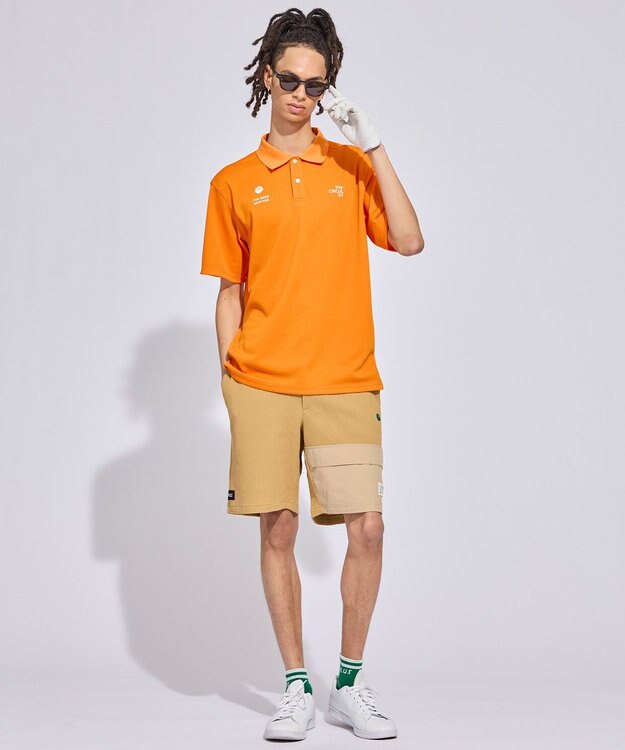 PW CIRCULUS 【MEN】ミニワッフル鹿の子ポロ ゴルフ オレンジ系
