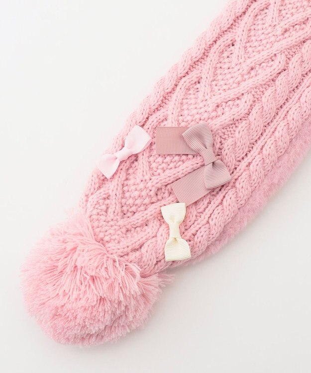 ANY KIDS ぽんぽんつきニットマフラー ピンク