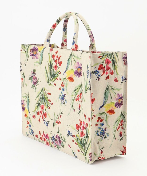 自由区 ペイントタッチフラワートート バッグ アイボリーベース