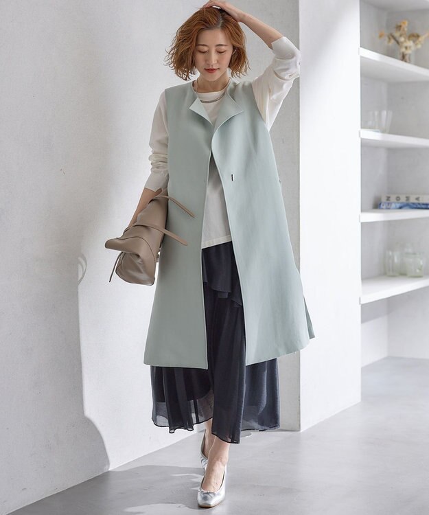 23区 L 【Oggi4月号掲載/洗える】シアーツイル ティアードスカート ブラック系