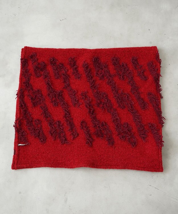 POLS ジャガード織 ウールカットジャガード　ストール レッド