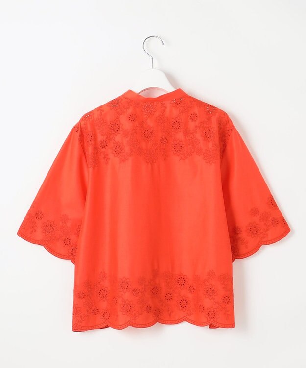 自由区 【カタログ掲載・接触冷感・洗える】エンブロイダリーローンシャツ ブラウス マンダリン