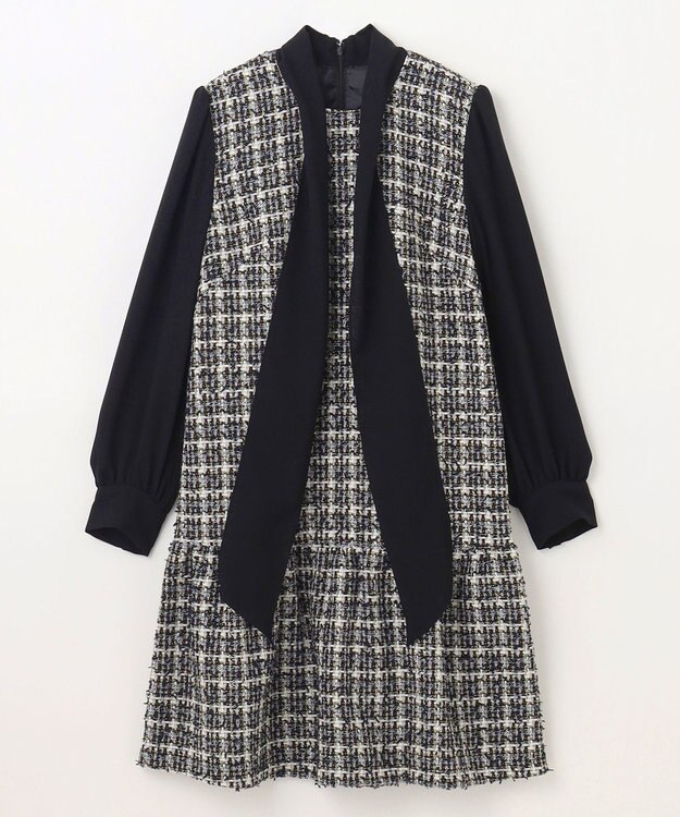GRACE CONTINENTAL ツイードコンビワンピース ブラック