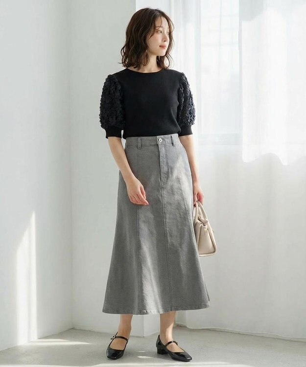 Feroux ブーケスリーブ ニットプルオーバー ブラック系