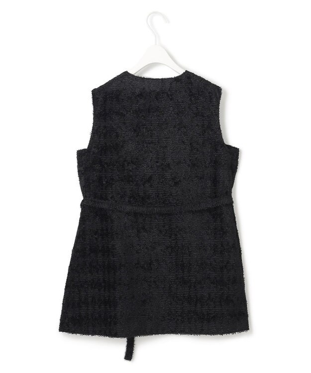 ICB ダイヤカットジャカードブラウス ブラック系