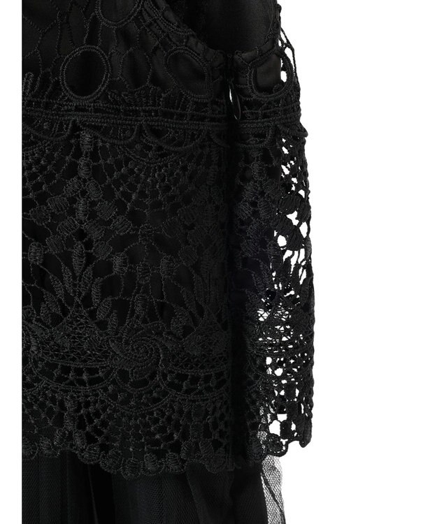 earth music&ecology レースチュールプリーツワンピース Black