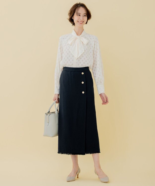自由区 L 【セット可】ラミーブッチャー ストレートシルエットスカート ネイビー系