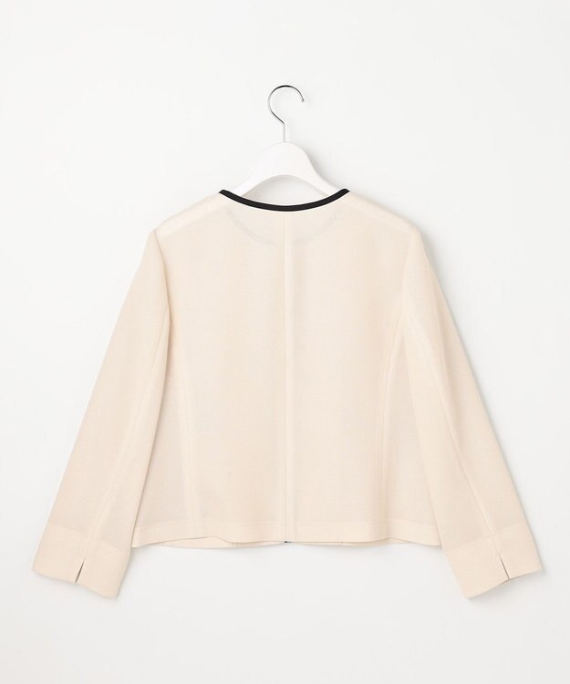 ANY SIS S シアーメッシュ ノーカラージャケット ライトベージュ×ブラック