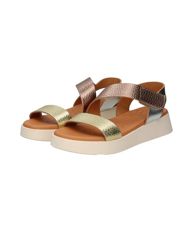 INTER-CHAUSSURES 【Oh my Sandals】クッションインソール厚底サンダル ゴールドコンビ