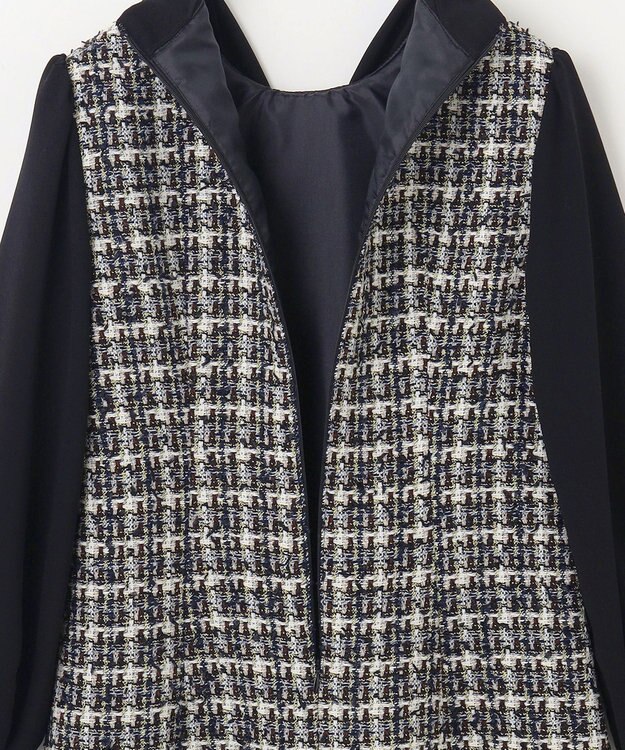 GRACE CONTINENTAL ツイードコンビワンピース ブラック