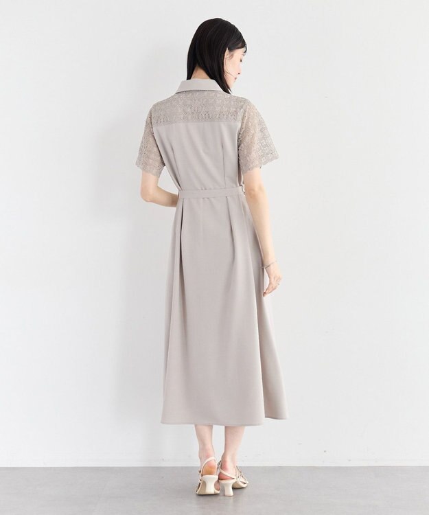 YECCA VECCA レース切替ワンピース Gray Beige