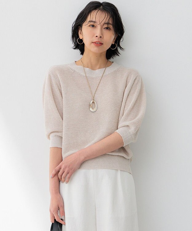 23区 S 【洗える】ピュアリネン パフスリーブ ニット ベージュ系5