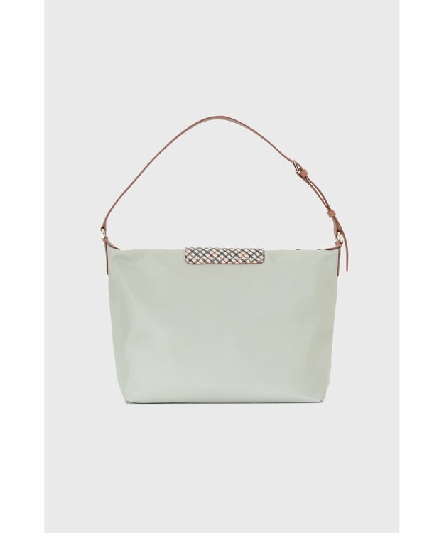 DAKS ナイロン×牛革 ハウスチェック ショルダーバッグ シーグラス