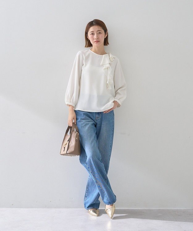 YECCA VECCA アシメラッフルブラウス Off White