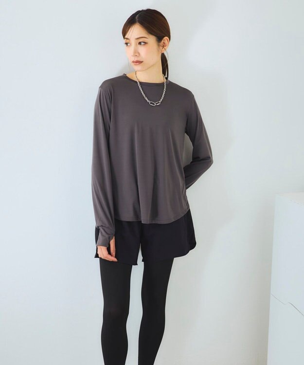 OP／FILA 【Kappa】長袖フィットネスウェアウェア 水着３点セット ダークグレー