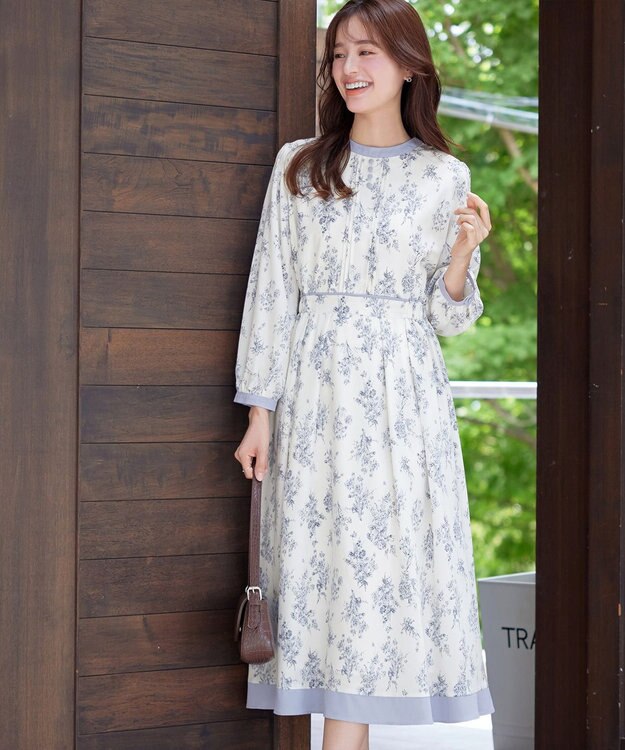 Tiaclasse L 【洗える】トワルドジュイ配色ワンピース アイボリー