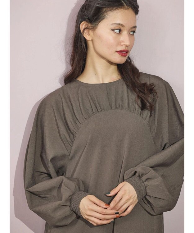 Green Parks ■ＥＳＣＡＲ　ギャザーヨークキリカエワンピース Charcoal Gray