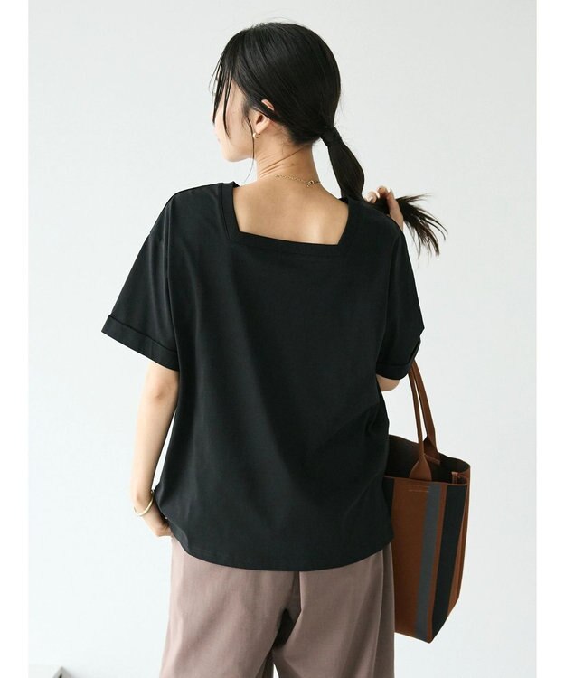 CRAFT STANDARD BOUTIQUE 接触冷感/抗菌防臭/ 前後2WAY半袖スクエアネックTee Black