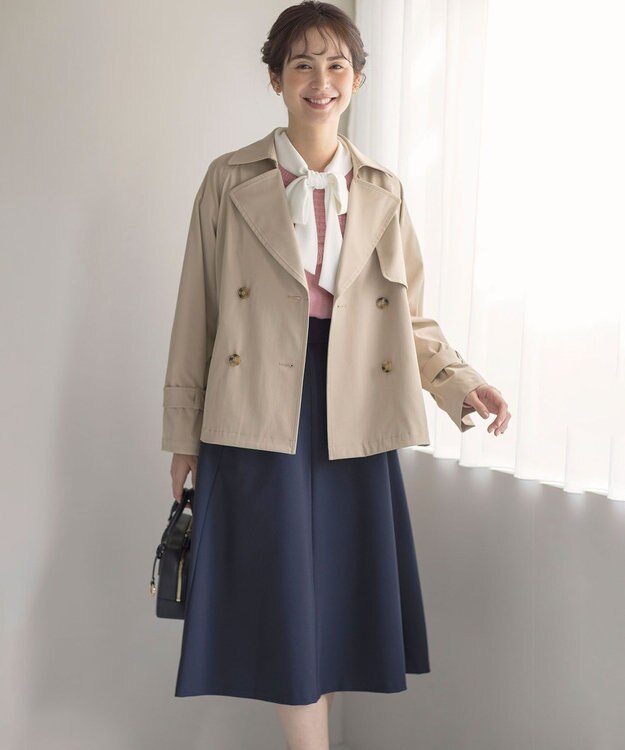 組曲 【WEB限定】コットンライクツイル ショートトレンチコート キャメルベージュ系