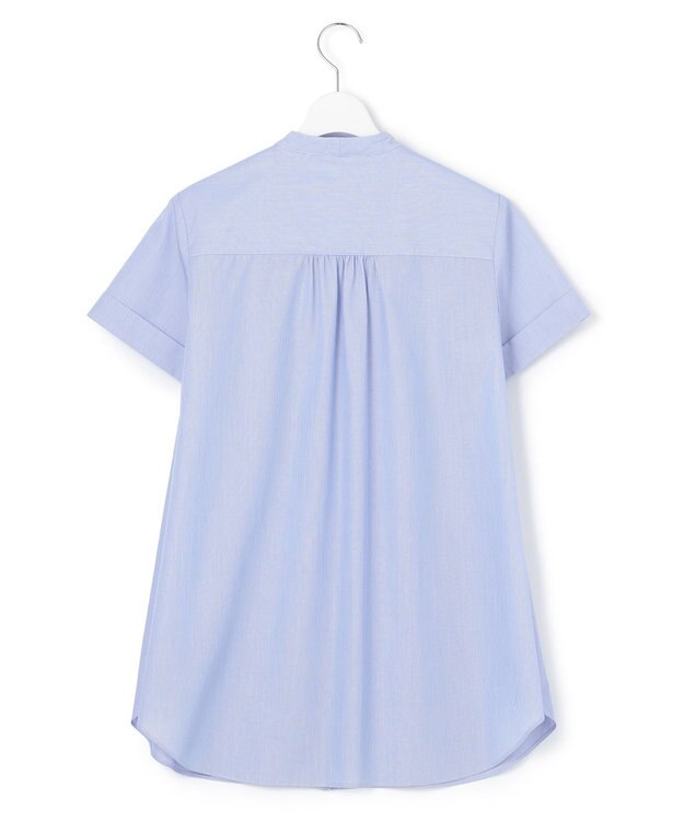 23区 L 【洗える】コットンポプリン ピンタック ブラウス ブルーストライプ