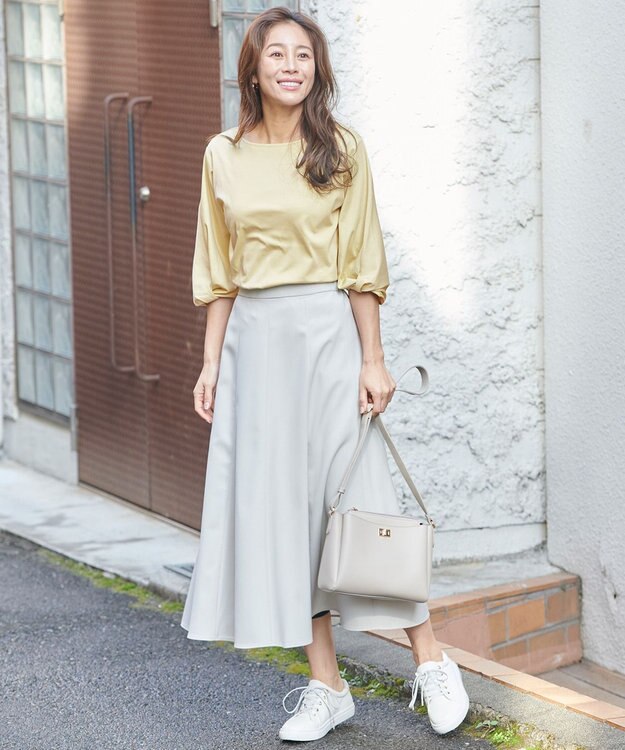 ANY 【接触冷感】シルケットスムース ツイストスリーブトップス ライム