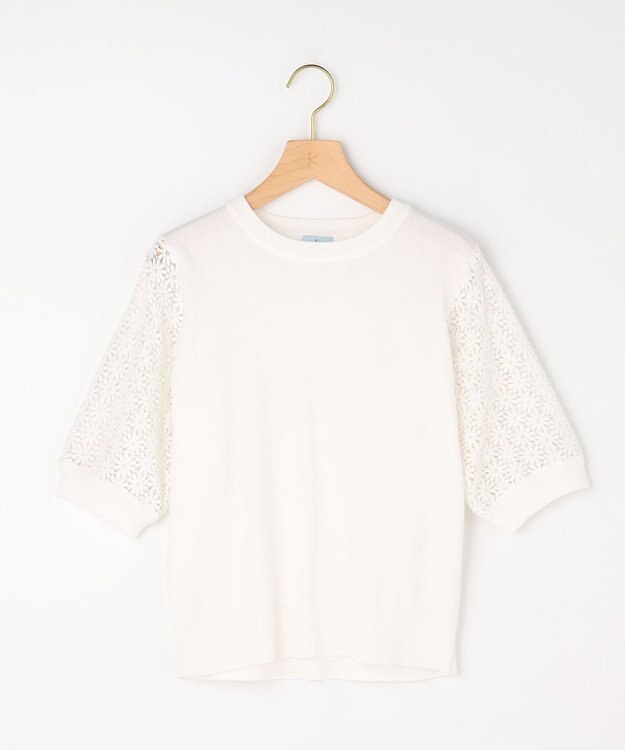 組曲 【先行予約】コットンフラワーレーシープルオーバー ニット ホワイト系