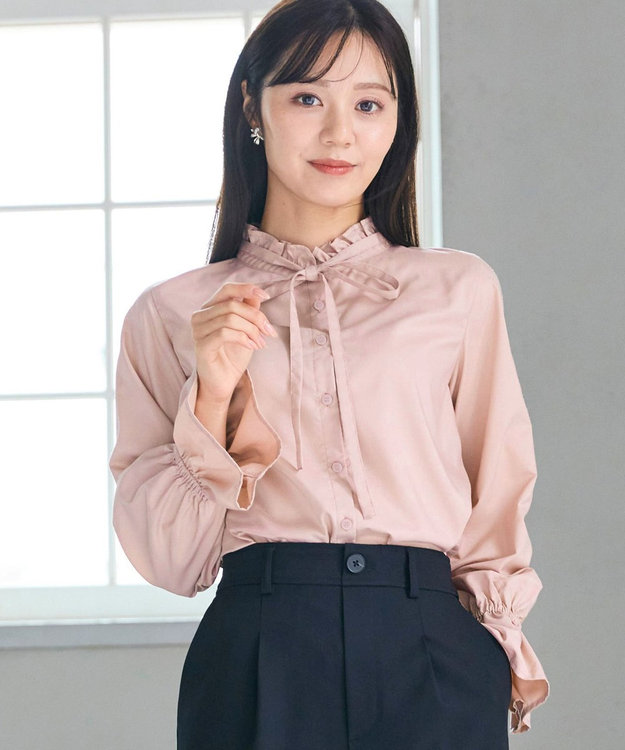 Feroux リボンディテール ブラウス ピンク系