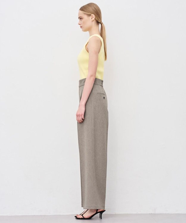 uncrave ウォッシャブルウールライクツイル ワイドパンツ シャンブレーチャコール