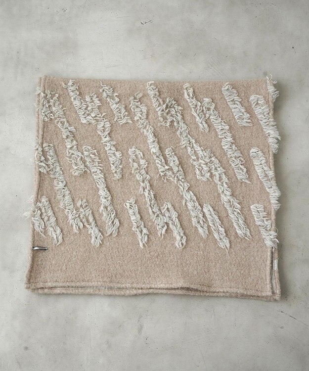 POLS ジャガード織 ウールカットジャガード　ストール ベージュ