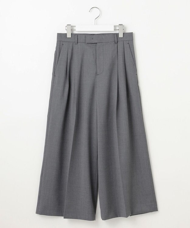 自由区 S 【洗える】TWラチネストレッチワイドクロップド パンツ グレー