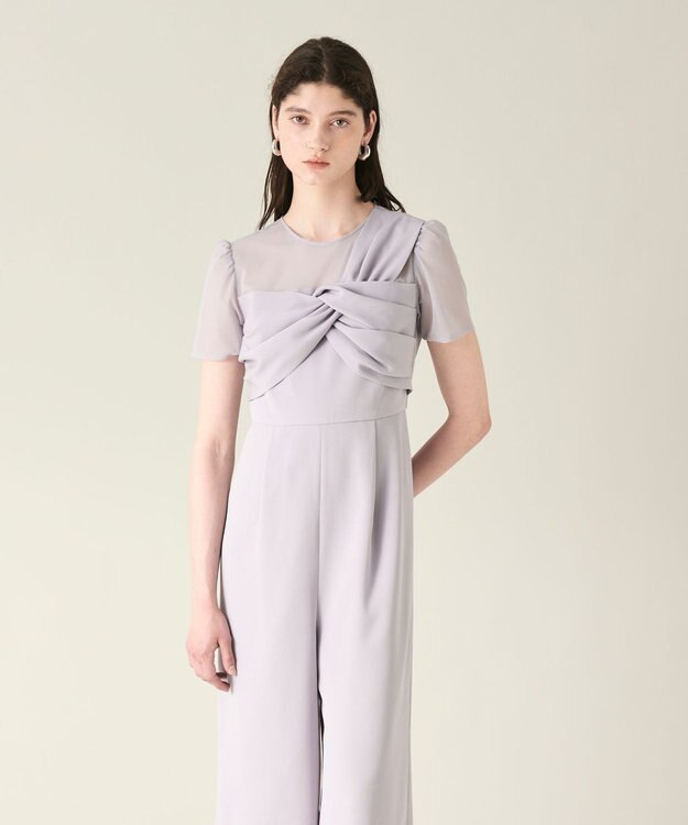 GRACE CONTINENTAL ドレープリボンサロペット グレー