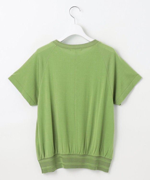 自由区 【接触冷感・UVケア・洗える】ドレーピーラグランスリーブ ニットソー リーフグリーン