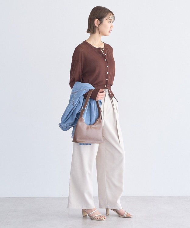 earth music&ecology ボタンアソートクルーネックカーディガン Brown