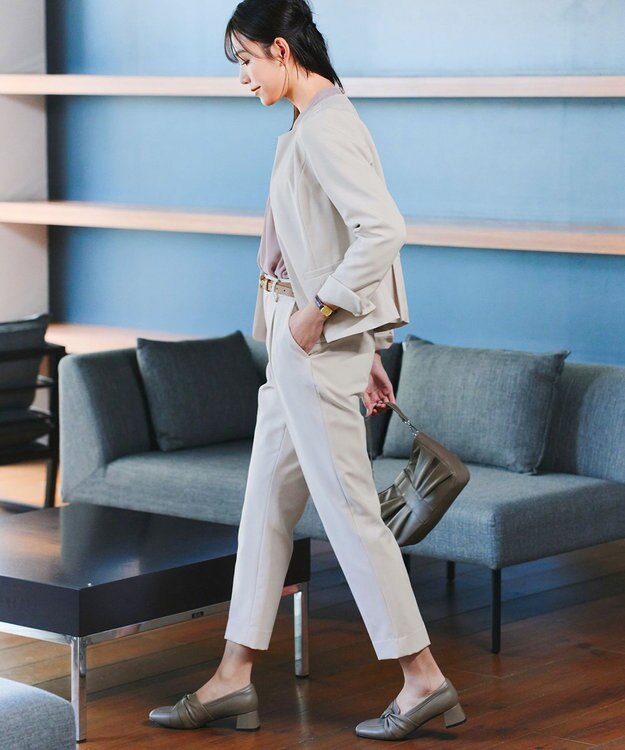 Tiaclasse 【小倉優子さん着用・ダブルクロス・洗える】テーパードパンツ グレージュ