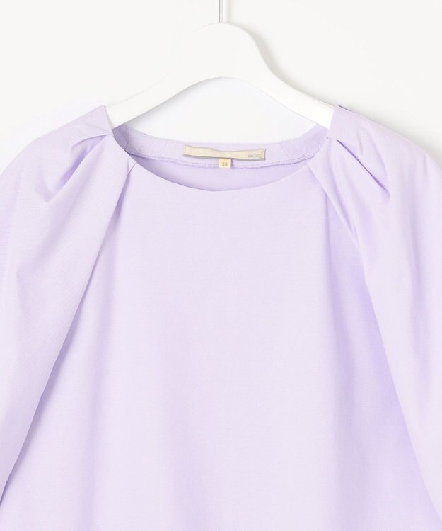 自由区 【XSサイズ~/洗える】ツイストプレインジャージー袖タック カットソー ライラック系