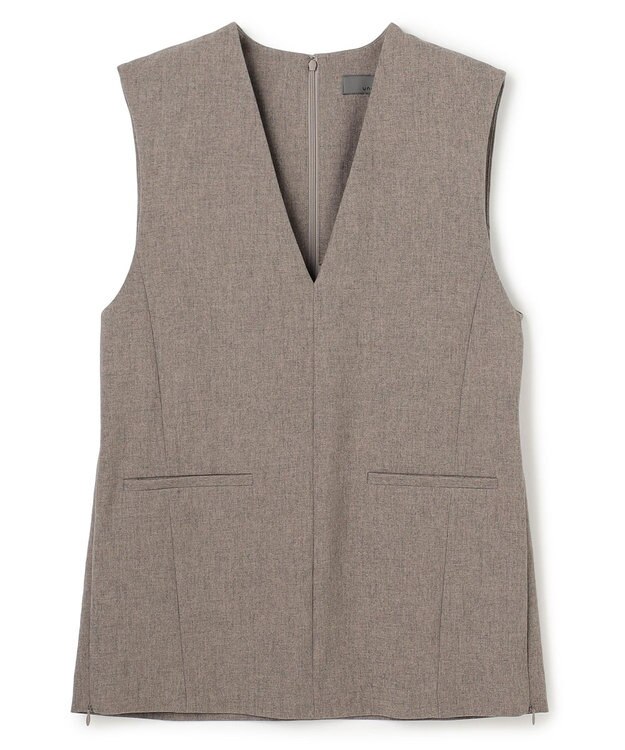 uncrave ウォッシャブルウールライクツイル ジレ シャンブレーチャコール