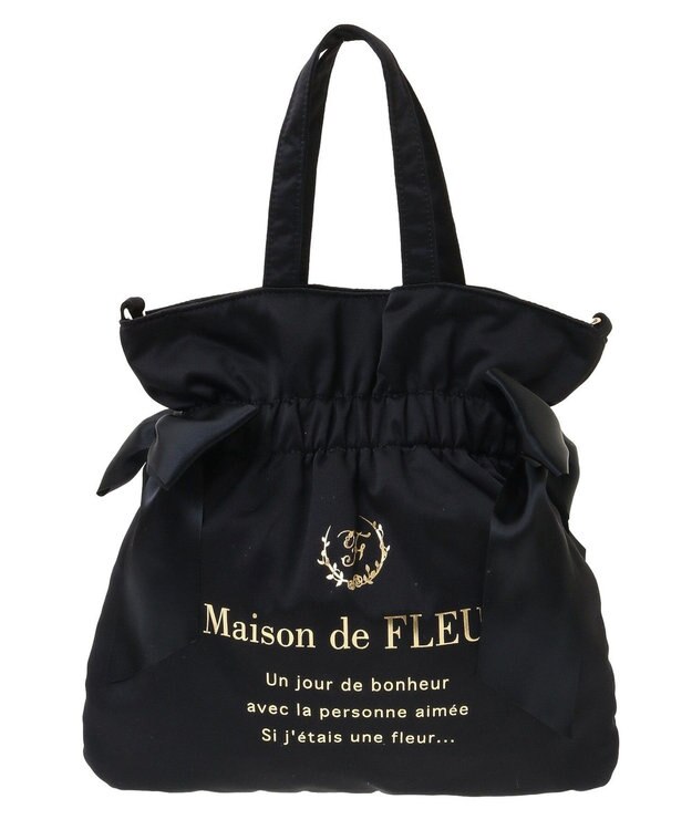 Maison de FLEUR ダブルリボン2Wayトートバッグ Black