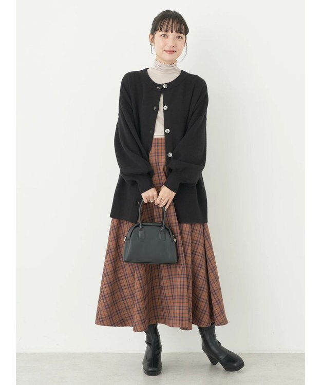 earth music&ecology やわらかタッチミドル丈カーディガン Black