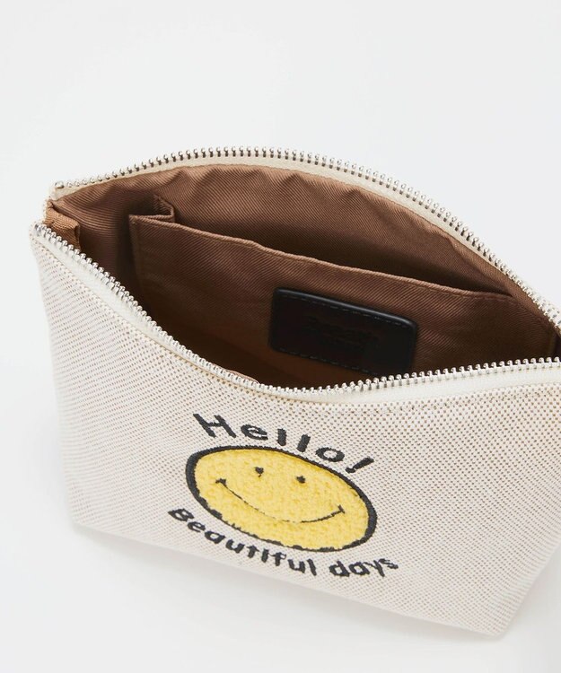 TOPKAPI 【Breath TOPKAPI】SMILE COLLECTION スマイル 刺繍 タッセルポーチ ベージュ