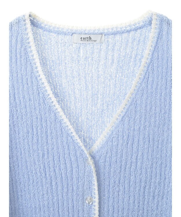 earth music&ecology バイカラーＶネックカーディガン Light Blue