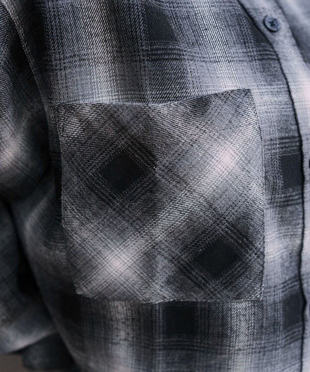 WEGO チェックショートネルシャツ ブラック