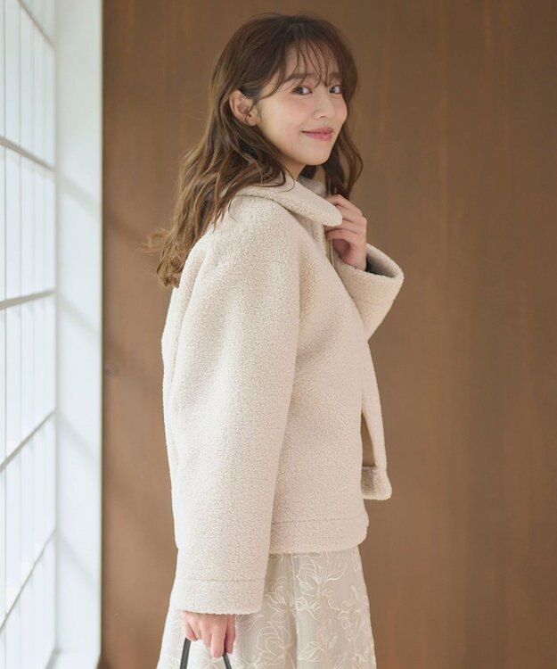 Feroux リバーシブル ムートンボアコート アイボリー系