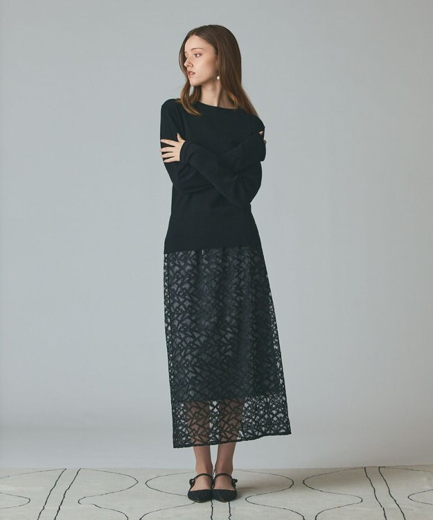 GRACE CONTINENTAL ボウ付ニットトップ ブラック