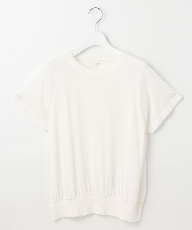 自由区 【接触冷感・UVケア・洗える】ドレーピーラグランスリーブ ニットソー オフホワイト