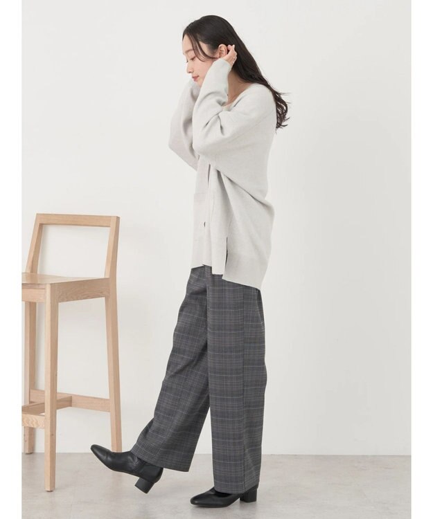 earth music&ecology やわらかタッチＶネックカーディガン Gray Mixture